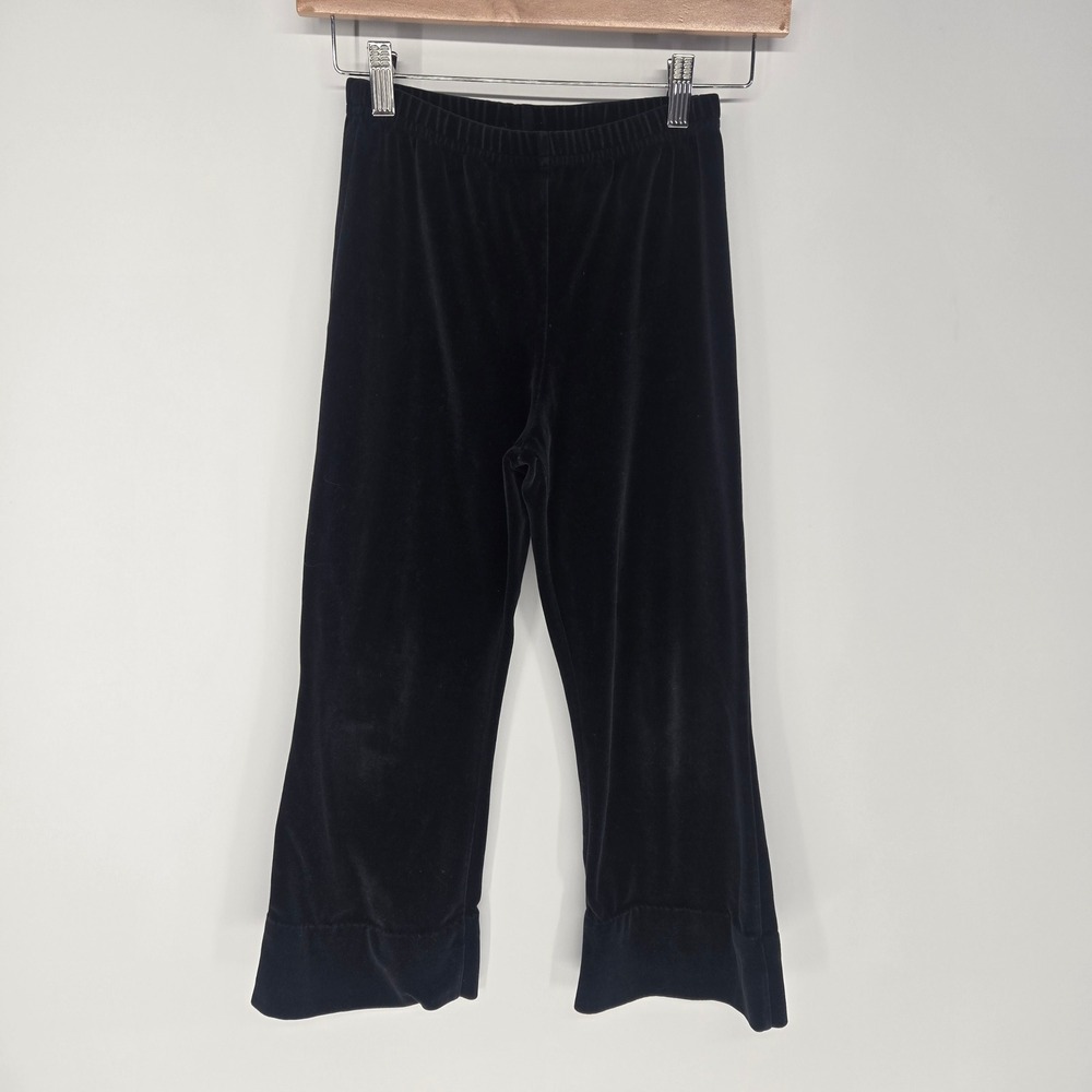 Hanna Andersson Velour Pants Kids 140 US 10 Black Wide Leg Velvet Flared Cozy‎